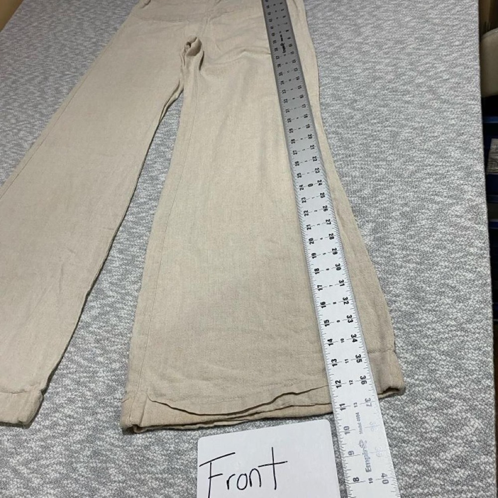 Studio Y cream/beige linen flared pants women 5/6. SKU-C52